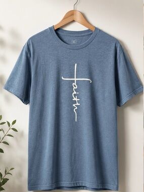 Faith Graphic Crewneck Tee - Blue